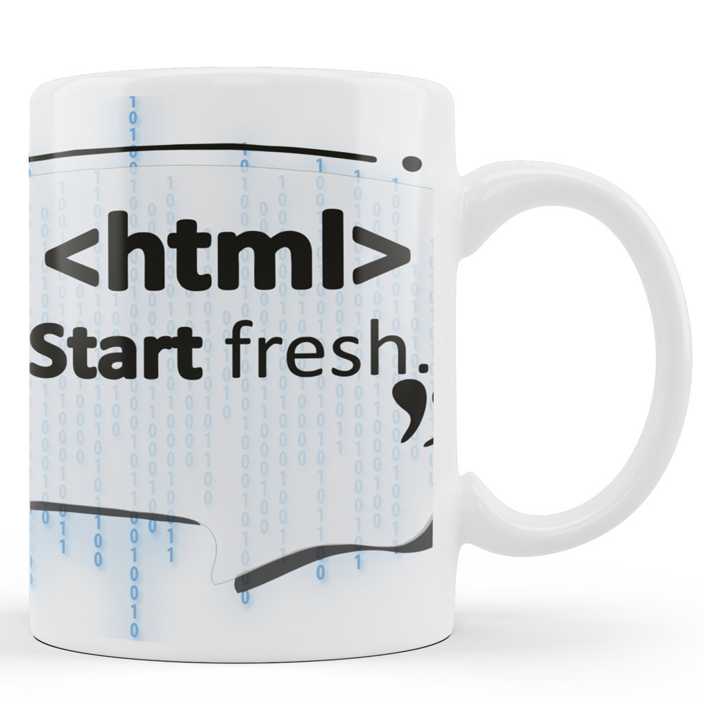 Printed Ceramic Coffee Mug | Mugs For Programmer | Html Start Fresh |325 Ml